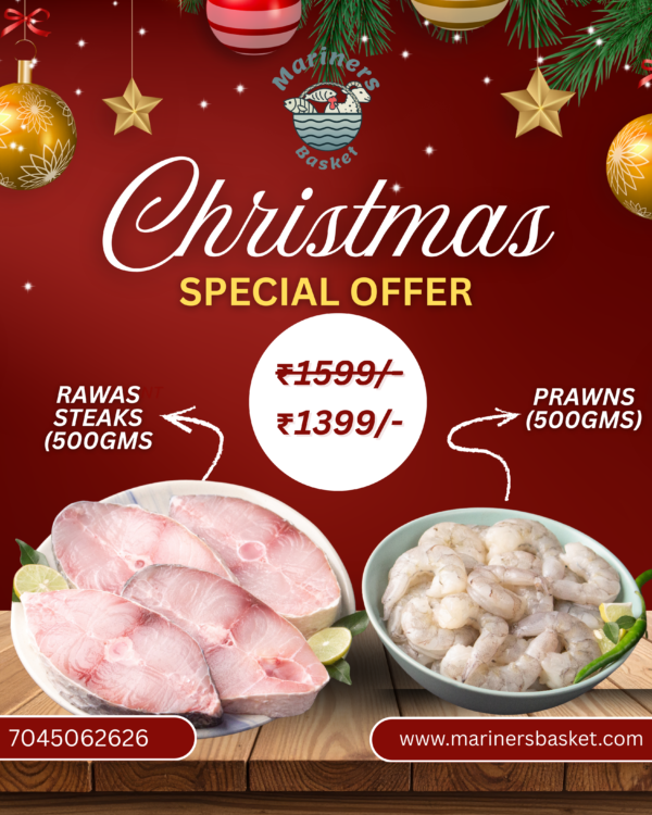 500 Grams Rawas Steak + Prawns Combo